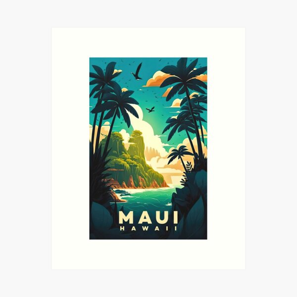 Aperçu de l'œuvre Affiche de voyage à Hawaï, Maui, impression d'art mural, peinture à l'aquarelle, décoration d'intérieur. créée et vendue par banstore71.