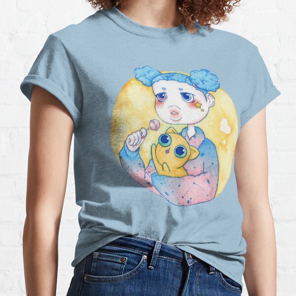 Umie & Mochi VI - Moda Harajuku - Chica japonesa y su gato (space-buns, moños) - kawaii Camiseta clásica