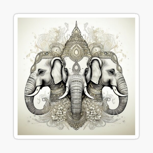 Item preview, Sacred Elephant Trio with Intricate Patterns designed and sold by zweed1roll.
