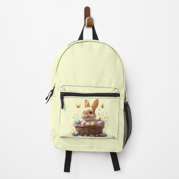 Item preview, Cute Bunny in a basket with Easter eggs surrounded by butterfly Yellow designed and sold by Sototos® ⭐⭐⭐⭐⭐.