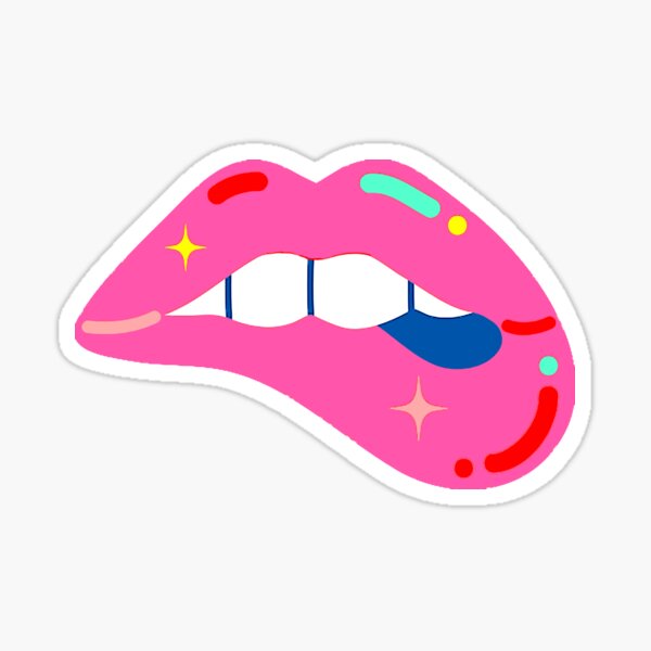 Artikel-Vorschau von Rosa glänzende Lippen, die farbenfrohe Reflexe offenbaren, designt und verkauft von Lily Rose Doodle.