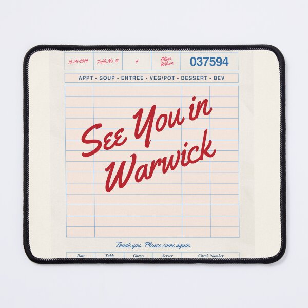 Item preview, See You in Warwick - Vintage Diner Guest Check Travel Print designed and sold by RM-Journey.