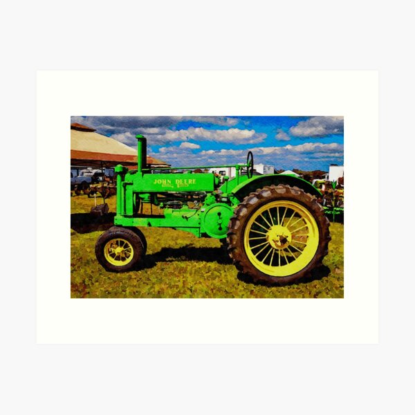Item preview, Watercolor painting of a vintage 1936 John Deere Model A tractor outdoors designed and sold by GestaltImagery.