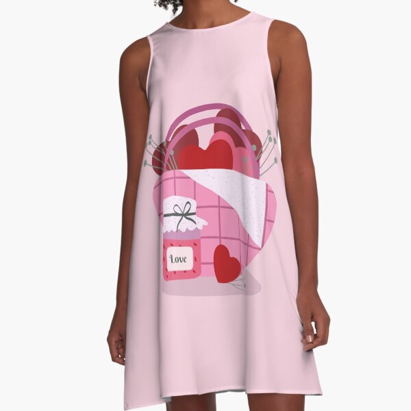 Vista previa del artículo con la obra «Ilustración de amor feliz en diseño plano con mermelada rosa y bolsa», diseñado y vendido por AlginaPugachova.