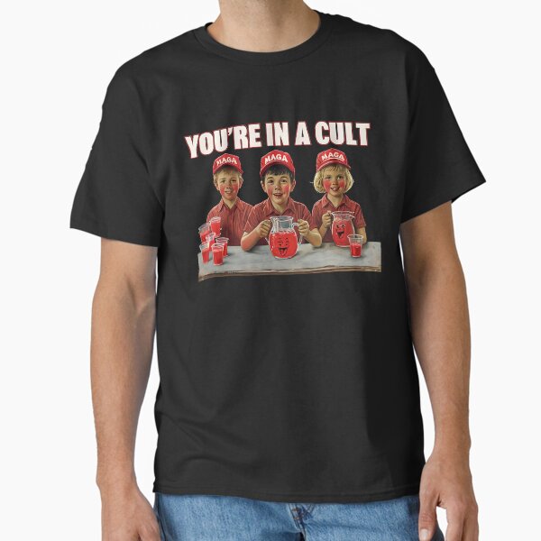 Item preview, You're in the Cult – Drink the Kool-Aid | Political Protest Design - Black Background designed and sold by NiobesSkein.