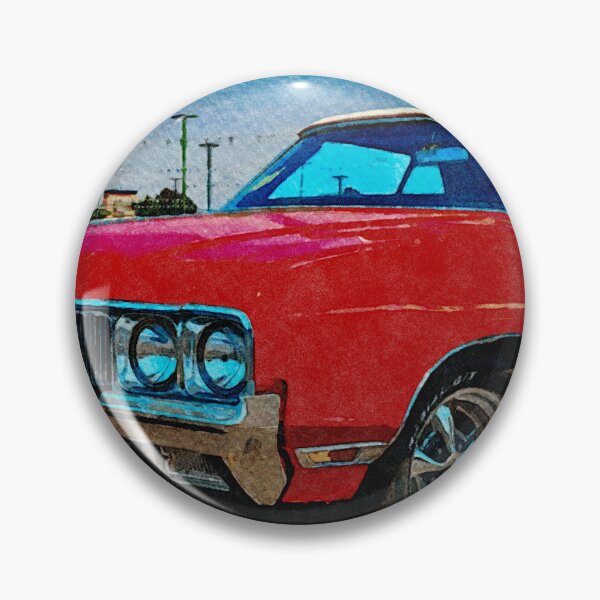 Item preview, Watercolor of a red Oldsmobile Cutlass Classic Car in a parking lot designed and sold by GestaltImagery.