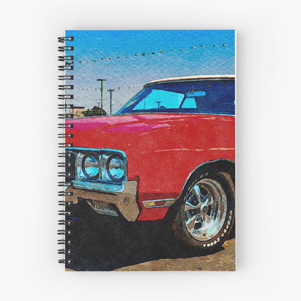 Item preview, Watercolor of a red Oldsmobile Cutlass Classic Car in a parking lot designed and sold by GestaltImagery.