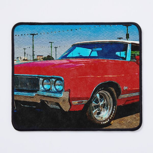 Item preview, Watercolor of a red Oldsmobile Cutlass Classic Car in a parking lot designed and sold by GestaltImagery.