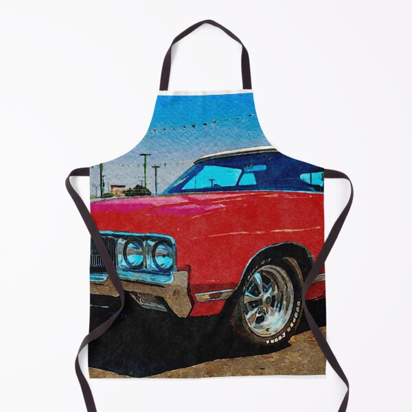 Item preview, Watercolor of a red Oldsmobile Cutlass Classic Car in a parking lot designed and sold by GestaltImagery.