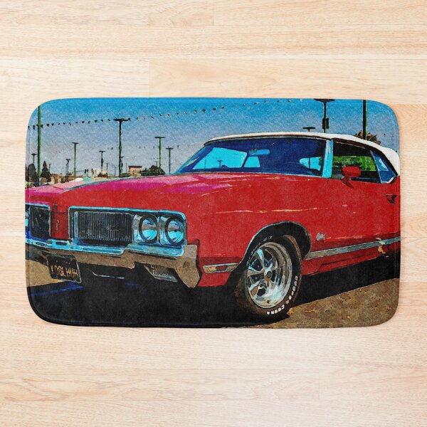 Item preview, Watercolor of a red Oldsmobile Cutlass Classic Car in a parking lot designed and sold by GestaltImagery.