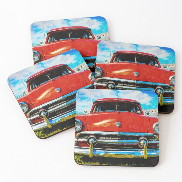 Item preview, Watercolor artwork of a 1951 Ford car in a scenic outdoor setting designed and sold by GestaltImagery.