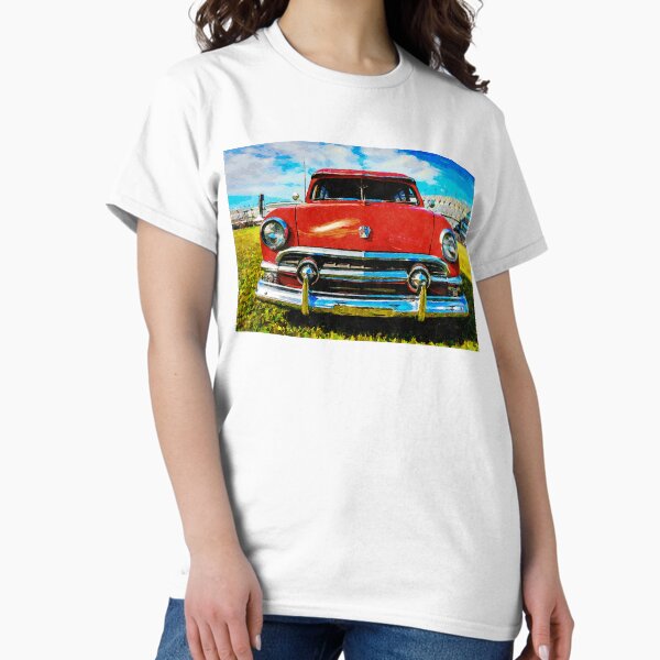 Item preview, Watercolor artwork of a 1951 Ford car in a scenic outdoor setting designed and sold by GestaltImagery.