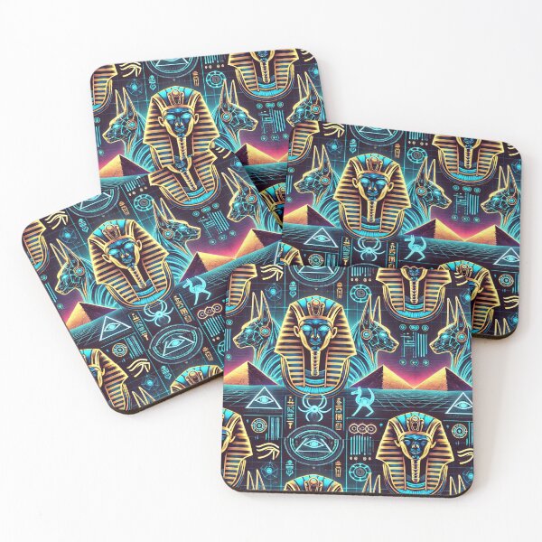 Item preview, Cyberpunk Egypt Neon Hieroglyphs Futuristic Pyramids Egyptian Cyber Art designed and sold by Creativity Meets Healing.