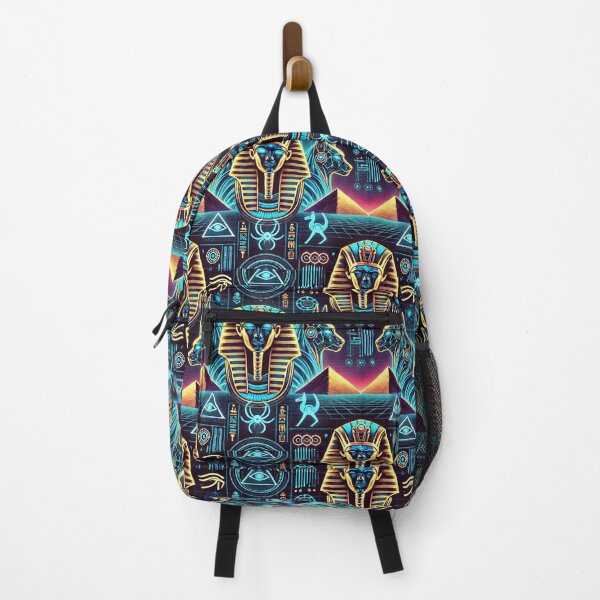 Item preview, Cyberpunk Egypt Neon Hieroglyphs Futuristic Pyramids Egyptian Cyber Art designed and sold by Creativity Meets Healing.