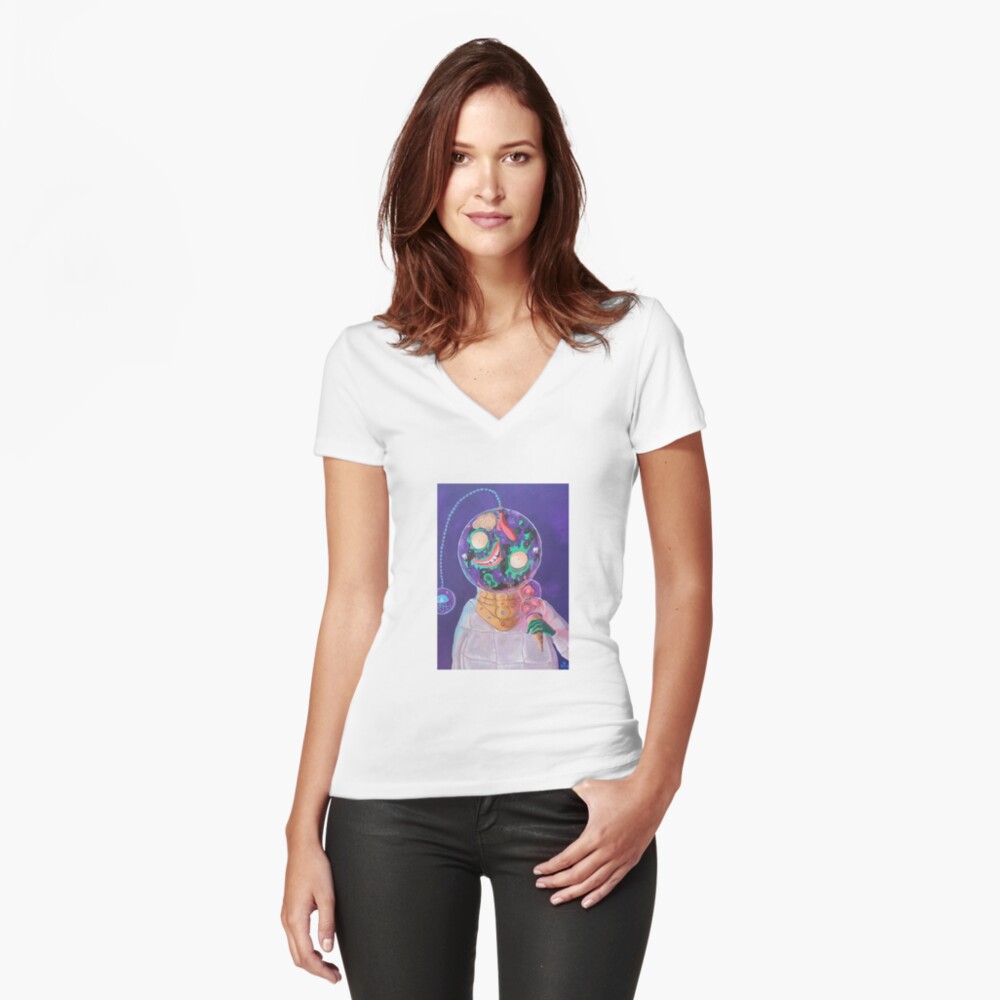 Aperçu de l'œuvre T-shirt moulant col V créée et vendue par Modelaine.
