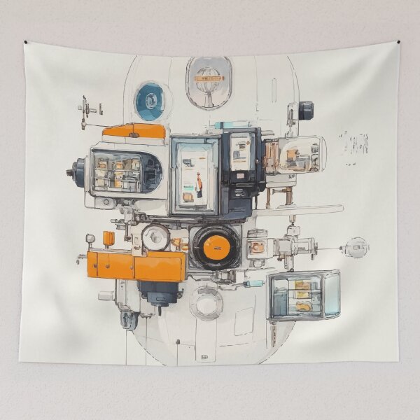 Item preview, Whimsical Red Robot – Playful Sci-Fi Illustration designed and sold by Moss and Moon Studio.