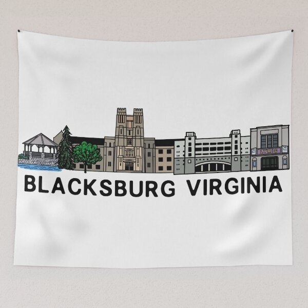 Item preview, Blacksburg Virginia Skyline Illustration  designed and sold by fiberandgloss.