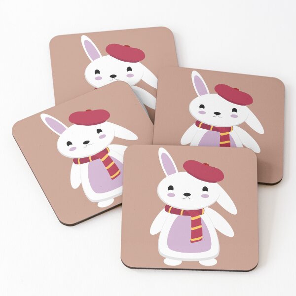 Item preview, Greeting card with a cute flat design Bunny with a Scarf and Beret designed and sold by AlginaPugachova.