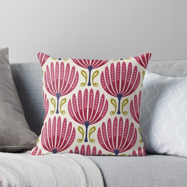 Item preview, KF 0364 C - Vintage Retro Daisy 70s Floral Pattern in Magenta Green Cream designed and sold by KhakiFinch.