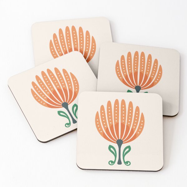 Item preview, KF 0364 B - Vintage Retro Daisy 70s Floral Pattern in Orange Green Cream designed and sold by KhakiFinch.