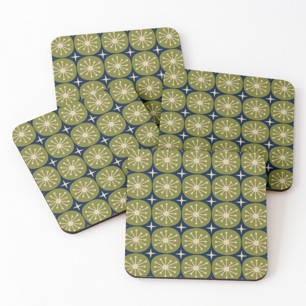 Item preview, Mid Century Modern Atomic Dots and Stars Retro Pattern in Mid Mod Olive Green 2 designed and sold by kierkegaard.