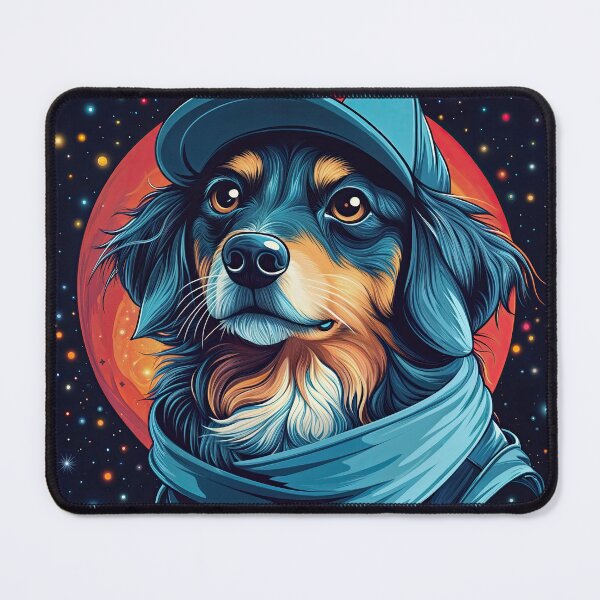Item preview, Cosmic Dog in Space – Futuristic Artistic Portrait designed and sold by ForeverPrintsOK.