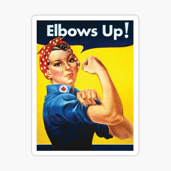 Aperçu de l'œuvre Affiche vintage de Rosie la riveteuse, Canada, Elbow's Up créée et vendue par shaewildstudio.