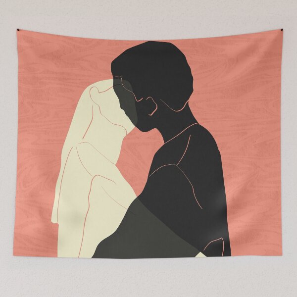 Item preview, Hold Me Tight, Never Let Go, Aesthetic Wall Print, Modern Minimal Love Art, Abstract Intimate Moment designed and sold by Kintsugi99.