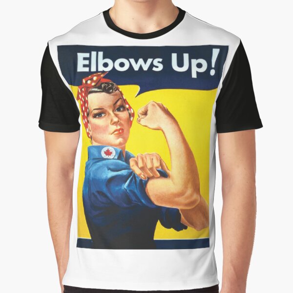 Item preview, Elbow's Up Canada Rosie the Riveter Vintage Poster designed and sold by shaewildstudio.