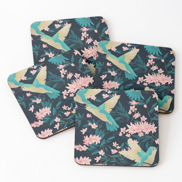 Item preview, Hummingbirds and Floral Vine Pattern in Royal Blue designed and sold by lauragraves.