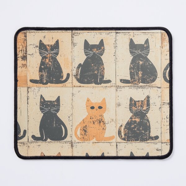 Item preview, Retro-style wallpaper featuring a soft texture and low-contrast miniature cat illustrations throughout designed and sold by Paolo Modena Photography - Fine Italian Art.