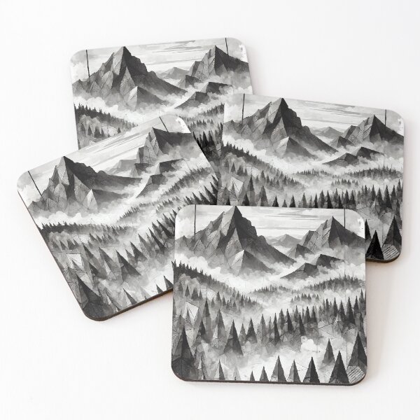 Item preview, Mountainscape - Black and White InkWash designed and sold by AbstractAnom.