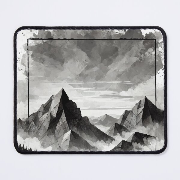 Item preview, Mountainscape - Black and White InkWash designed and sold by AbstractAnom.