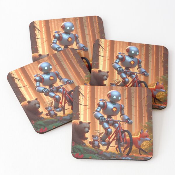 Item preview, Robot rides a bike in the forest designed and sold by Dogandesighn.