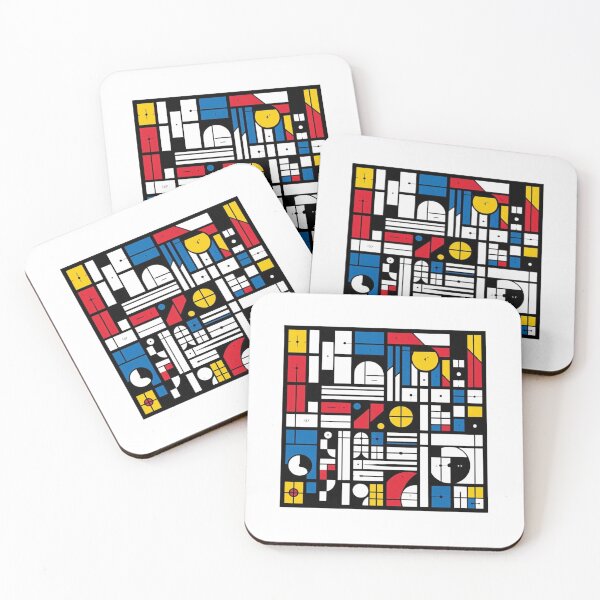 Item preview, Mondrian Pattern Inspired Geometric Math Lover Art – Retro Geometry gift designed and sold by StemMerch247.
