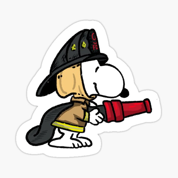 Vista previa del artículo con la obra «Pegatina del bombero Snoopy», diseñado y vendido por Eprux.