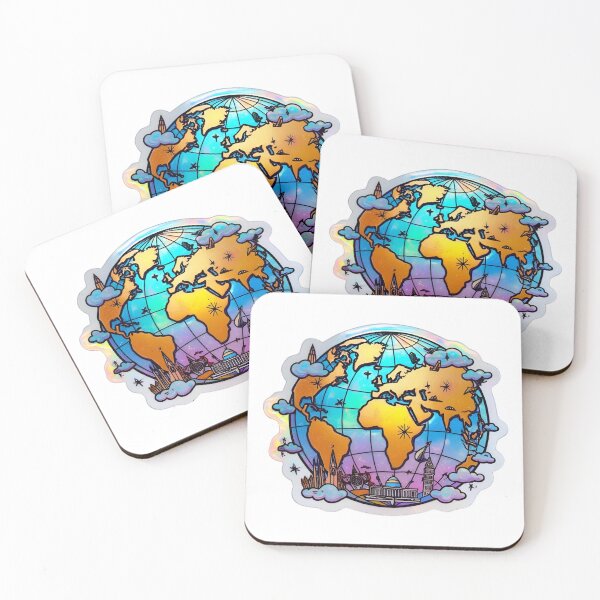 Item preview, Colorful Holographic Globe Sticker Design designed and sold by LolasTees.