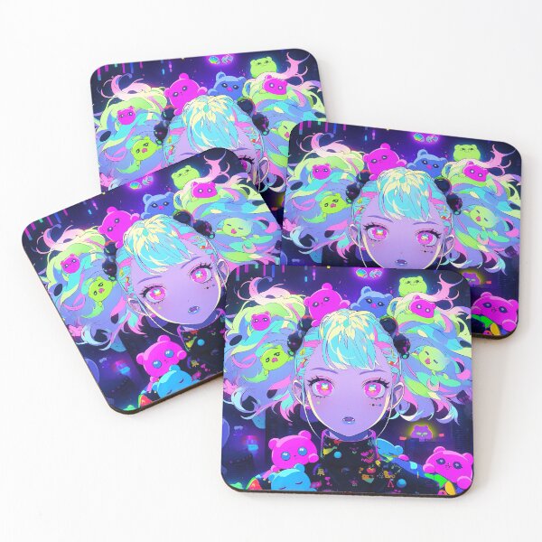 Item preview, Neon Pastel Cyberpunk Anime Girl designed and sold by bubblegoth.