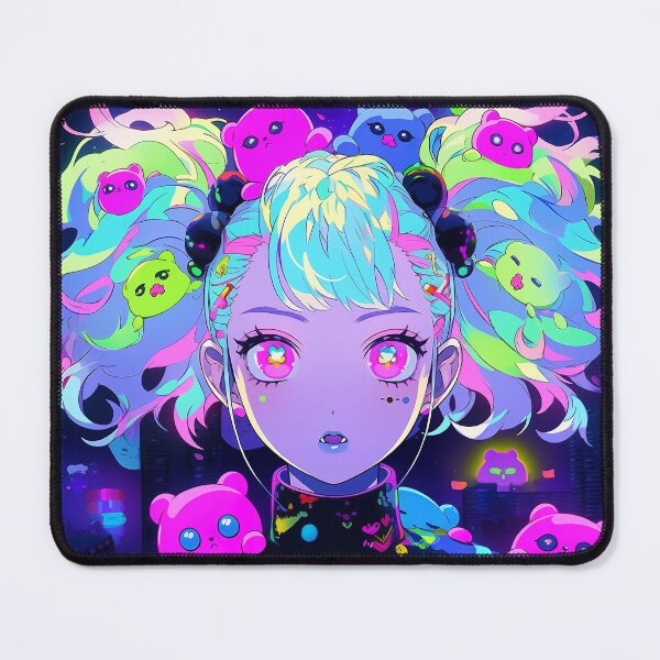 Item preview, Neon Pastel Cyberpunk Anime Girl designed and sold by bubblegoth.