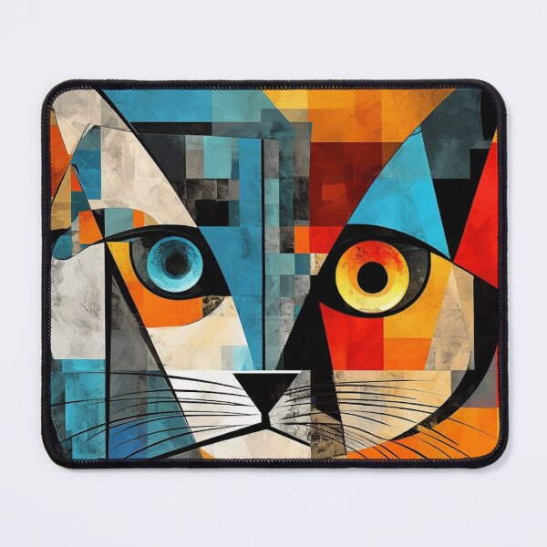 Item preview, Cubist cat with a two-tone, intrigued look designed and sold by Memetitation.