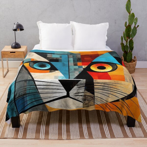 Item preview, Cubist cat with a two-tone, intrigued look designed and sold by Memetitation.