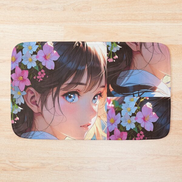 Item preview, Cute anime face with flowers designed and sold by caperaerik.