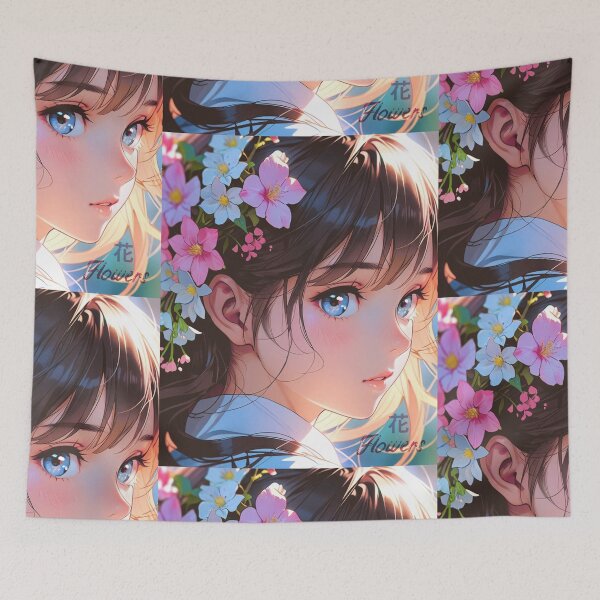 Item preview, Cute anime face with flowers designed and sold by caperaerik.