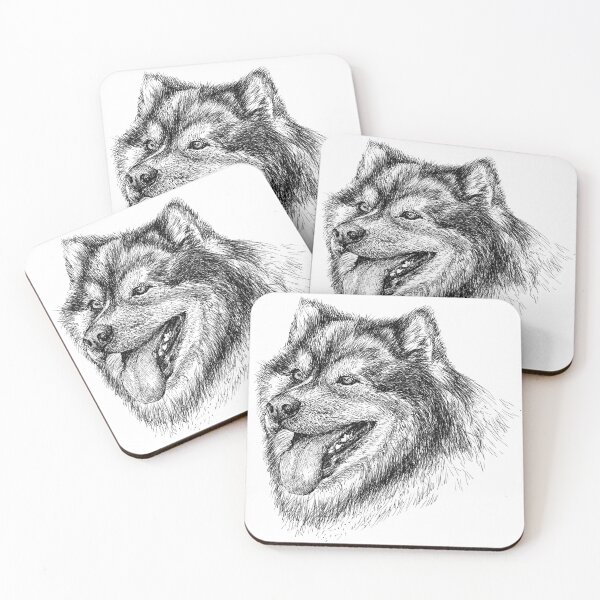 Item preview, Portrait of a malamute dog painted by hand with a gel pen designed and sold by BaluxArt.