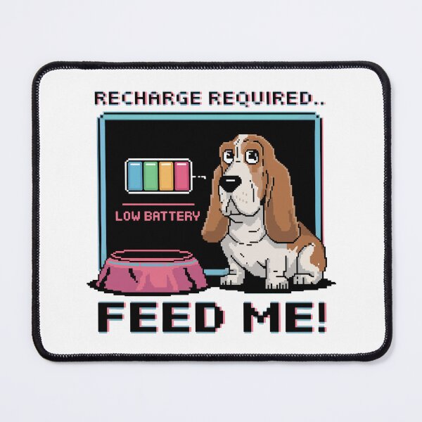 Item preview, Low Battery Basset Hound – Feed Me! Pixel Art Design designed and sold by NaturePixel.