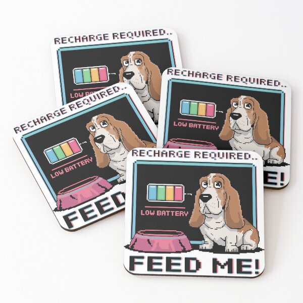 Item preview, Low Battery Basset Hound – Feed Me! Pixel Art Design designed and sold by NaturePixel.