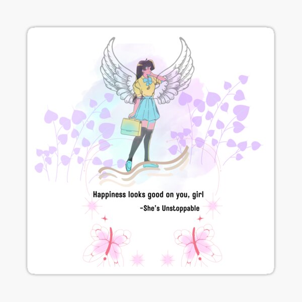Happiness looks good on you – Empowering Angel Girl Art Sticker