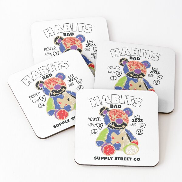 Artikelvorschau, Bad Habits Bear: Teddybär-Streetwear-Design mit subversiven Botschaften entworfen und verkauft von Polarisofficial.