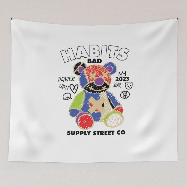 Item preview, Bad Habits Bear: Teddy Bear Streetwear Design with Subversive Messages designed and sold by Polarisofficial.