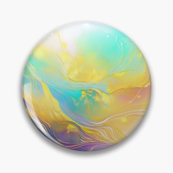 Artikelvorschau, Abstraktes Ölgemälde mit goldenem Struktureffekt, fließendem Design, Regenbogendesign in hellen Pastellfarben, Ölfarbenklecksen und Pinselstrichen entworfen und verkauft von navitalidesign.